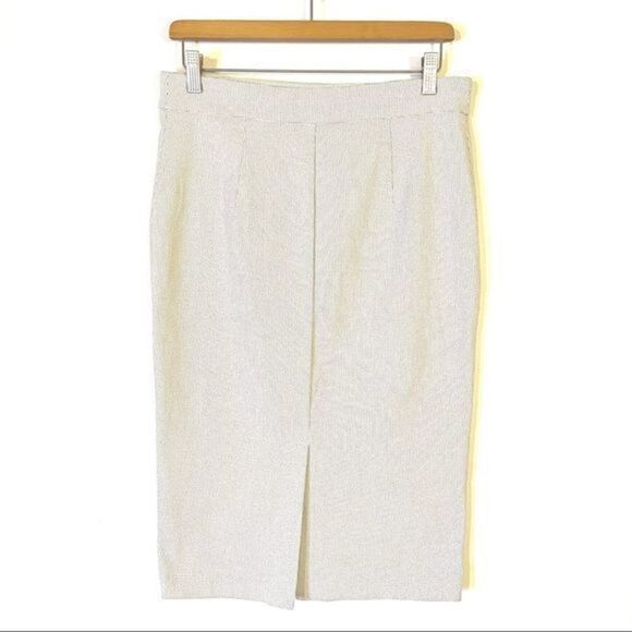 Lila Rose Pull-On Pencil Skirt Size 8 Stretch Black and White Pinstripe and Dots - Picture 2 of 9